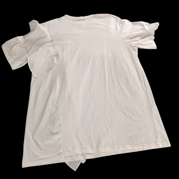 Zara White Short Sleeve Tee with Ruffle Detail, Sz Medium - Picture 7 of 10